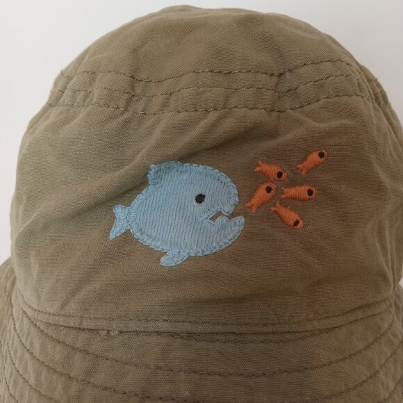 GYMBOREE Baby Boy Bucket Sun Hat Blue With Fish 6-12 Months Camo Chin Strap - Picture 4 of 12